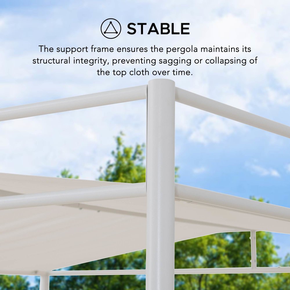 10 ft. x 10 ft. Patio Darkeford Metal Pergola With White Sling Fabric Canopy