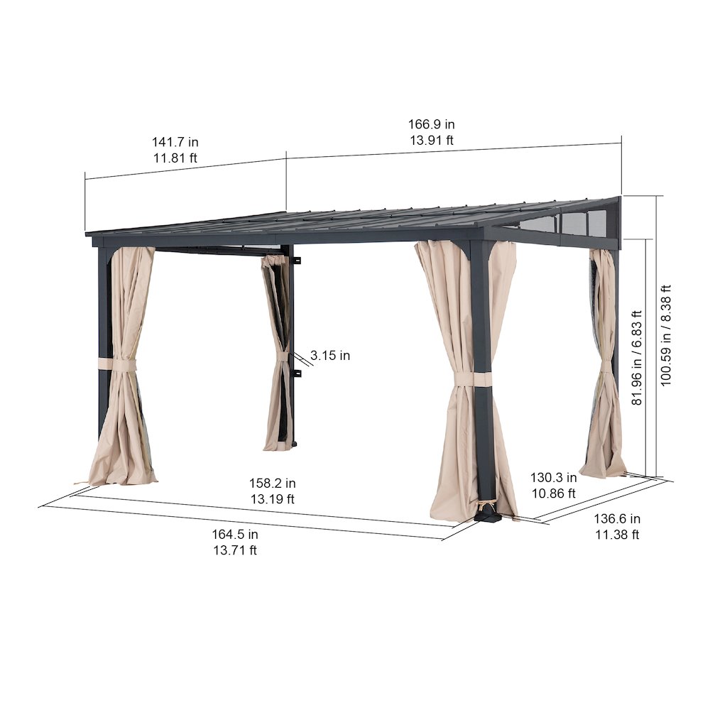 Sunjoy 12ft. x 14ft. Metal Roof;  Aluminum & Metal Frame