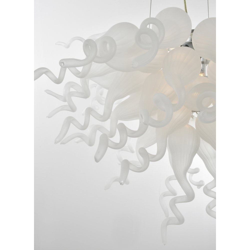 Frosted White Blown Glass Chandelier