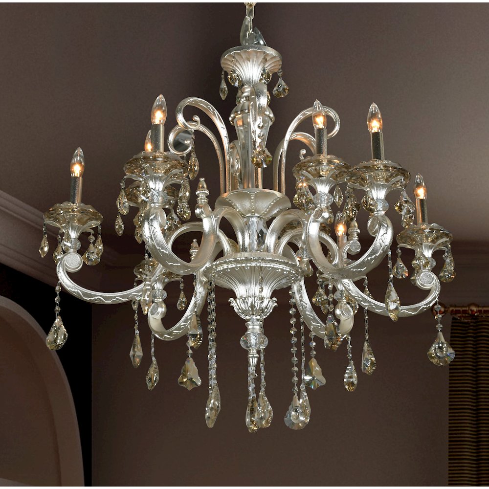 Hollywood Brush 9 light Silver Chandelier