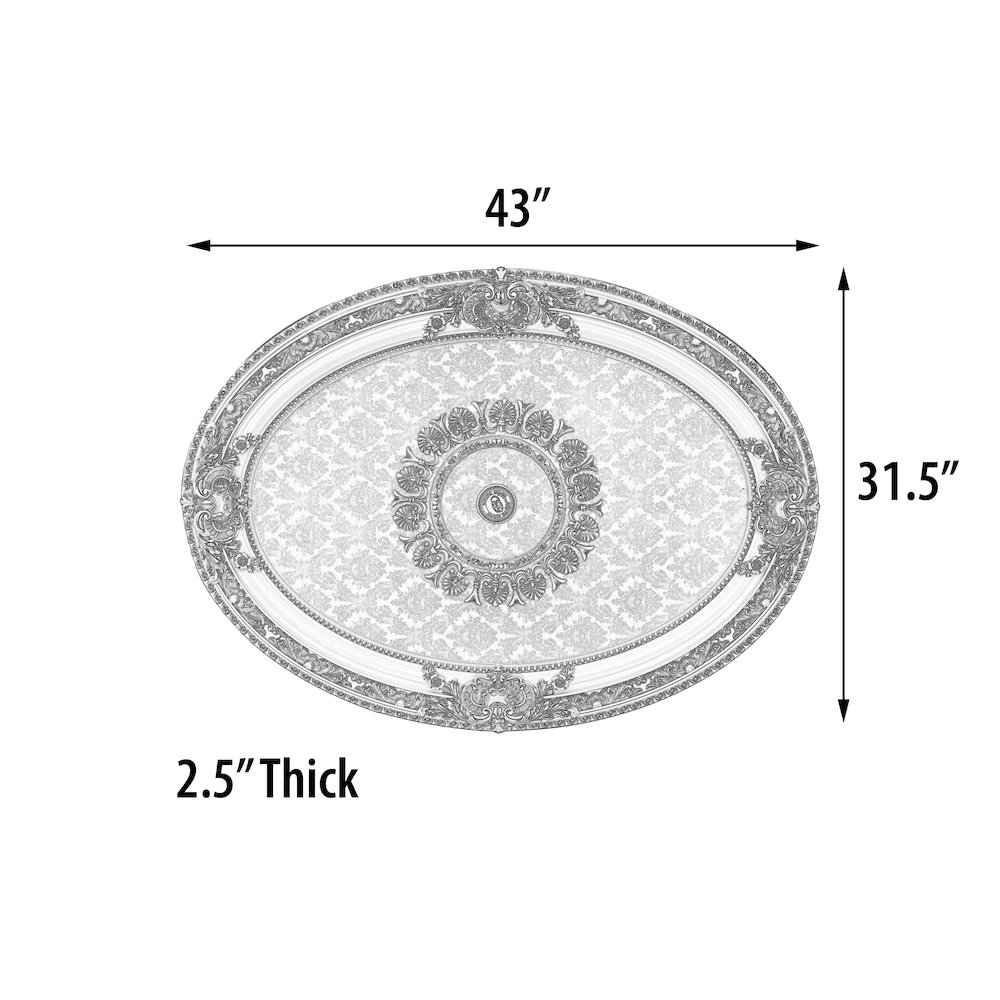 French Blanco Oval Chandelier Ceiling Medallion