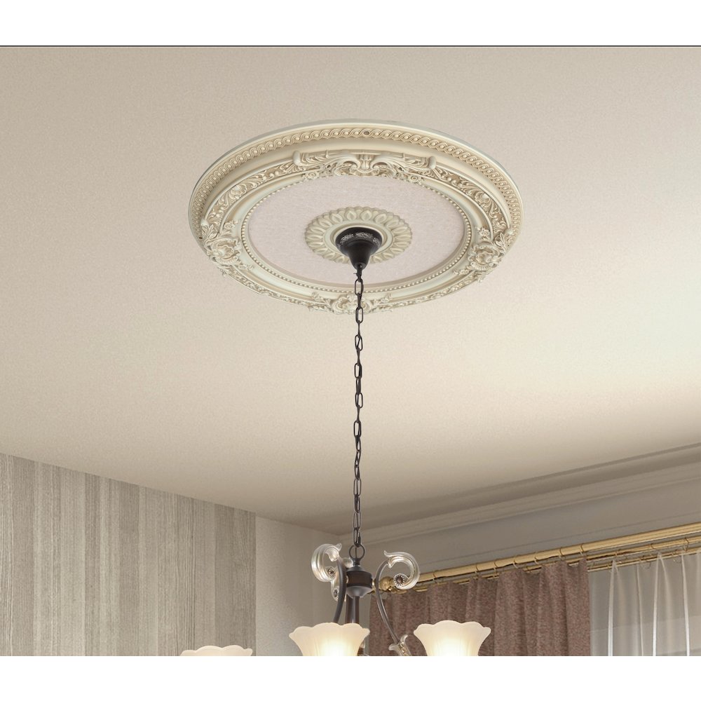 Cream French Petite Round Ceiling Medallion 24 Inch Diameter