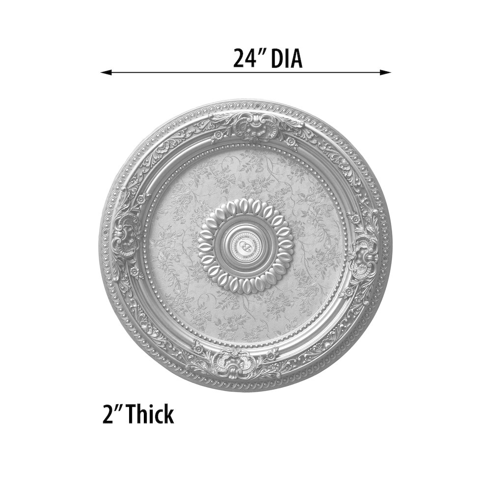 Antique Silver Round Ceiling Medallion 24 Inch Diameter