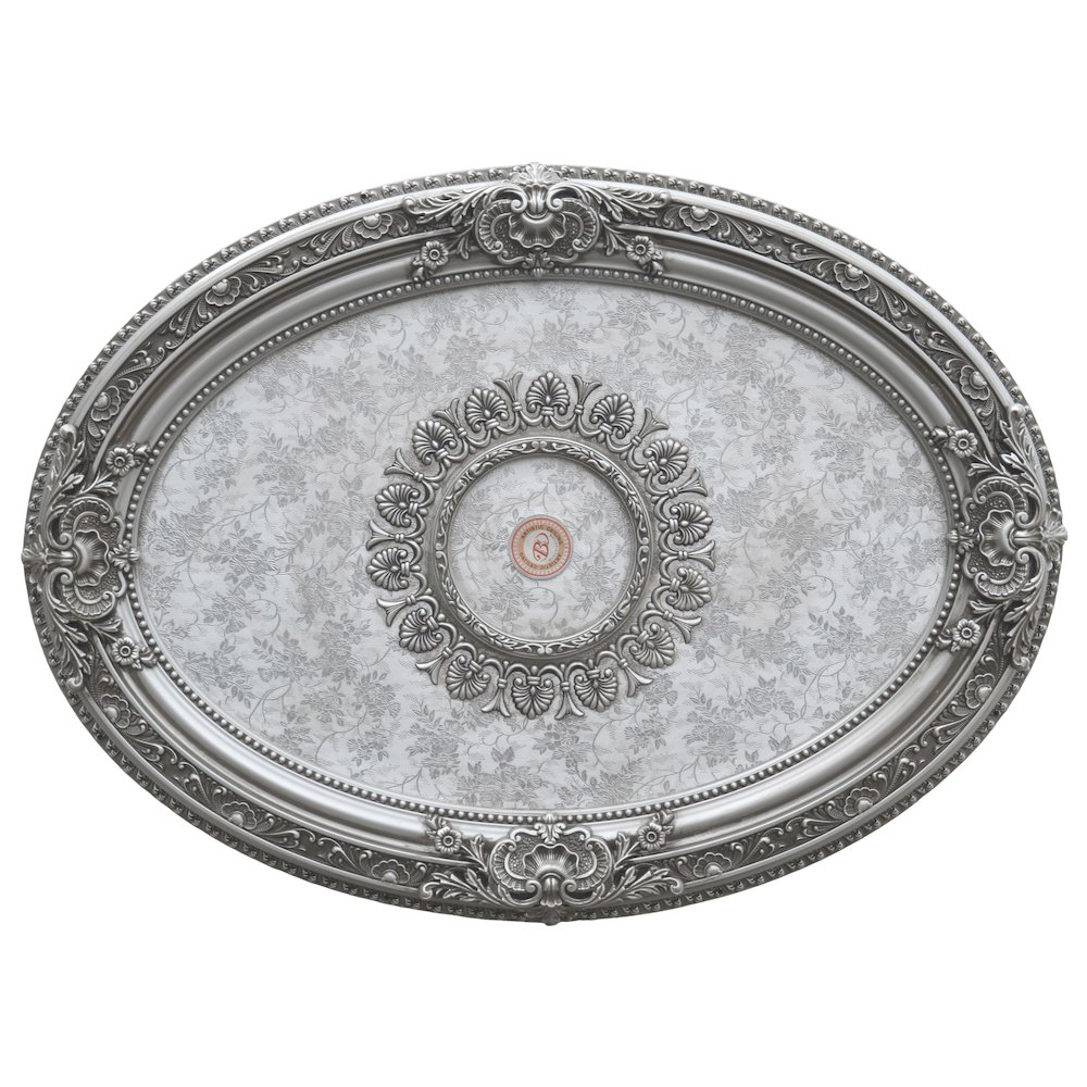 Antique Silver Petite Oval Ceiling Medallion