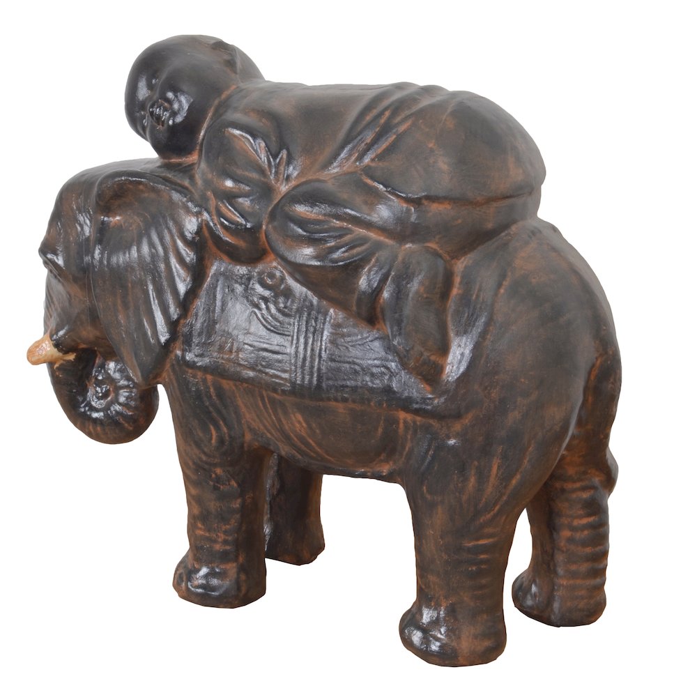 Baby Monk On Elephant Black Earthy Finish