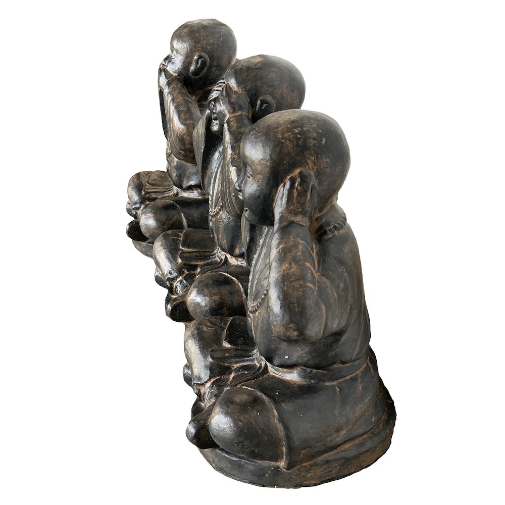 Hear See And Speak No Evil Monk Set Of 3 Black Earthy Finish