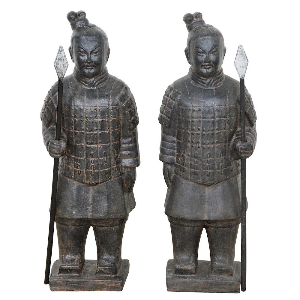 Pair Of Standing Soldiers 40″ Tall With Black Earthy Finish