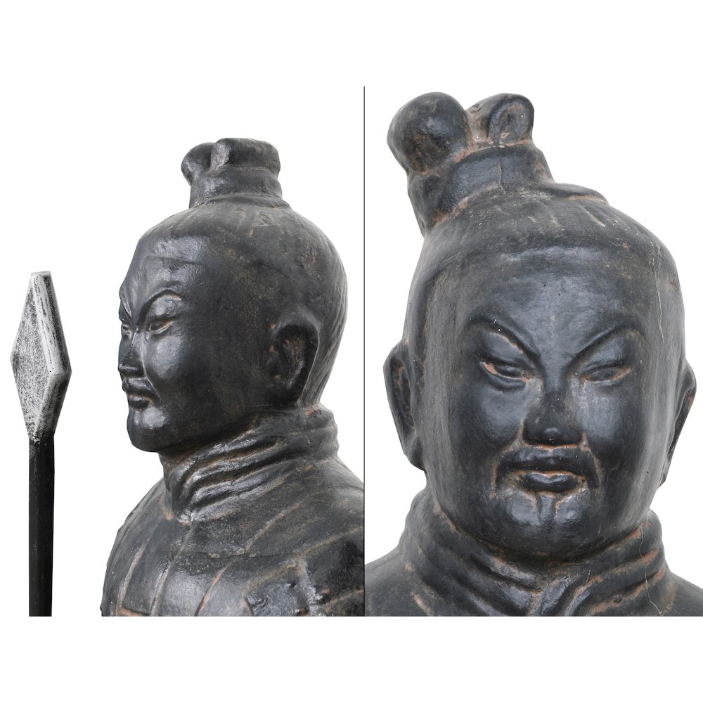 Pair Of Standing Soldiers 40″ Tall With Black Earthy Finish