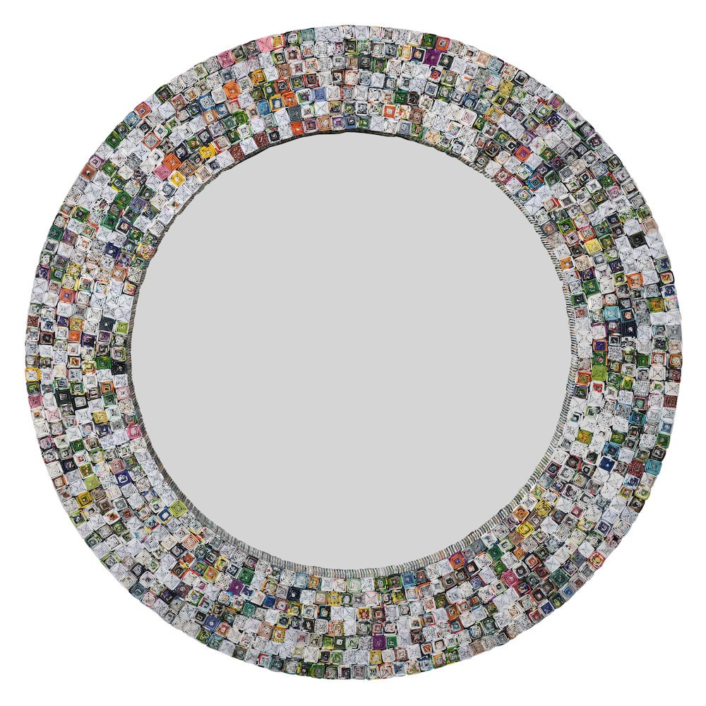 quilled Large Pyramid Art Mirror 47″ Round