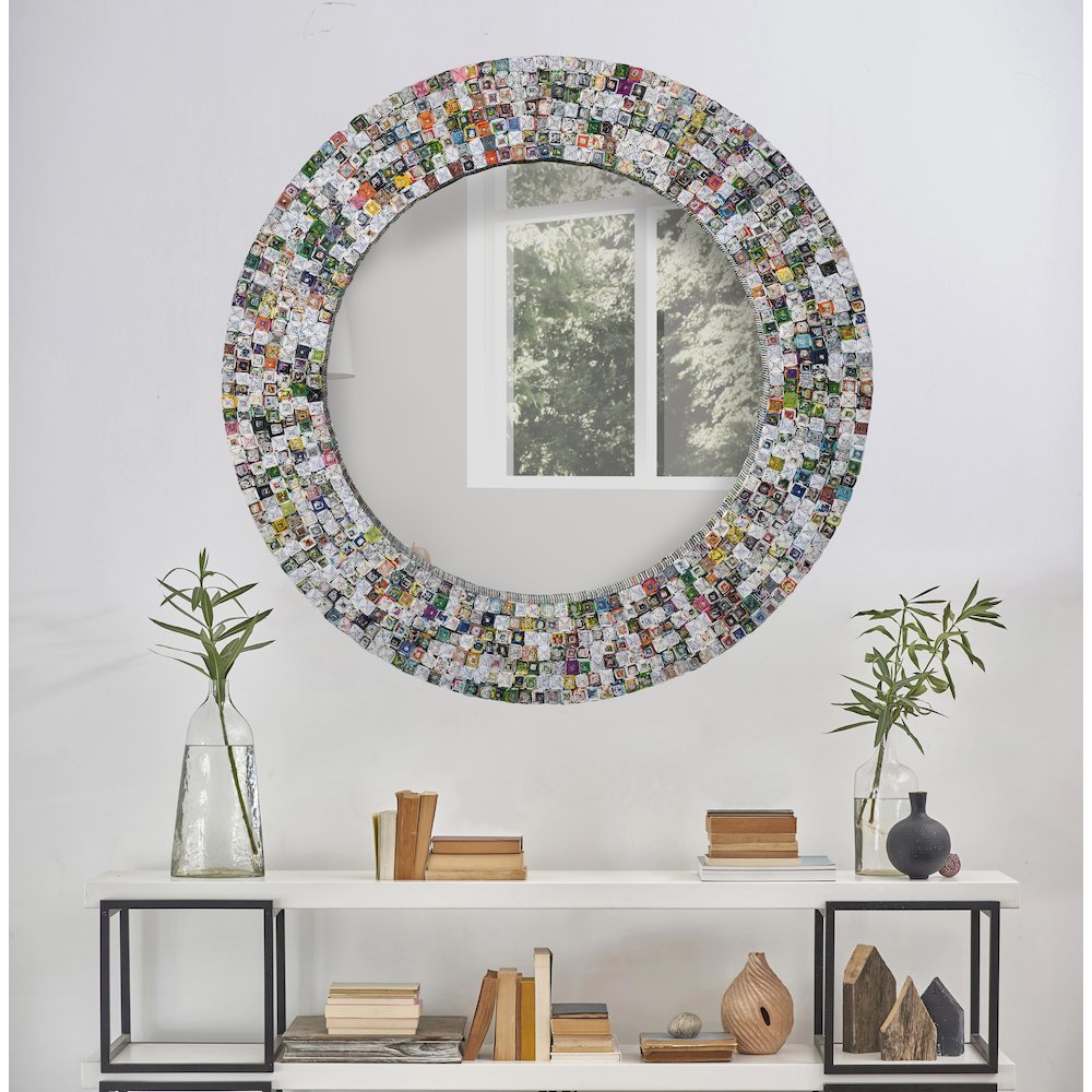 quilled Large Pyramid Art Mirror 47″ Round