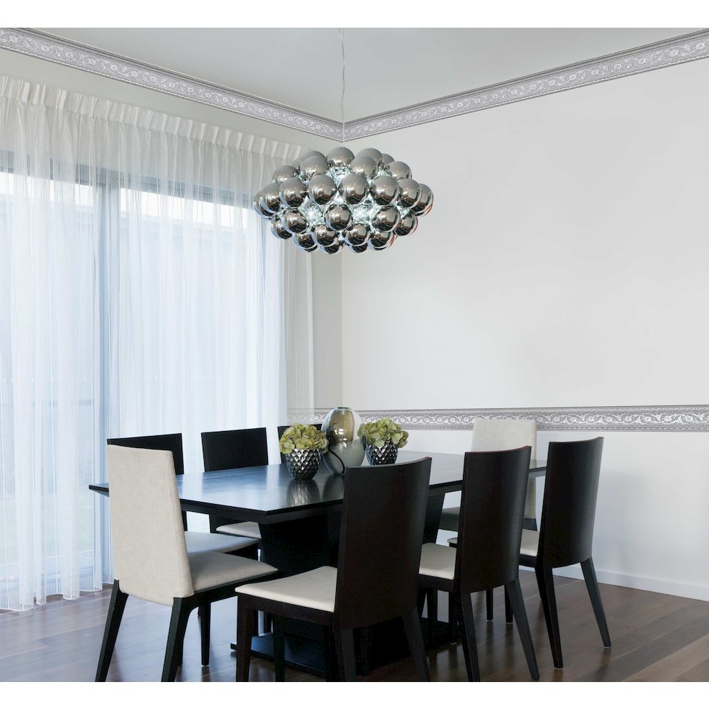 Grey with Silver Chair Rail 94 Inch