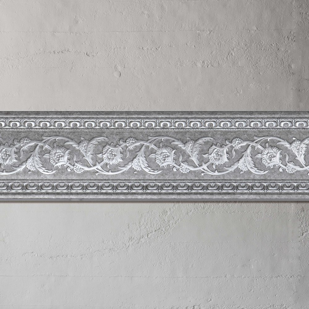 Grey with Silver Chair Rail 94 Inch
