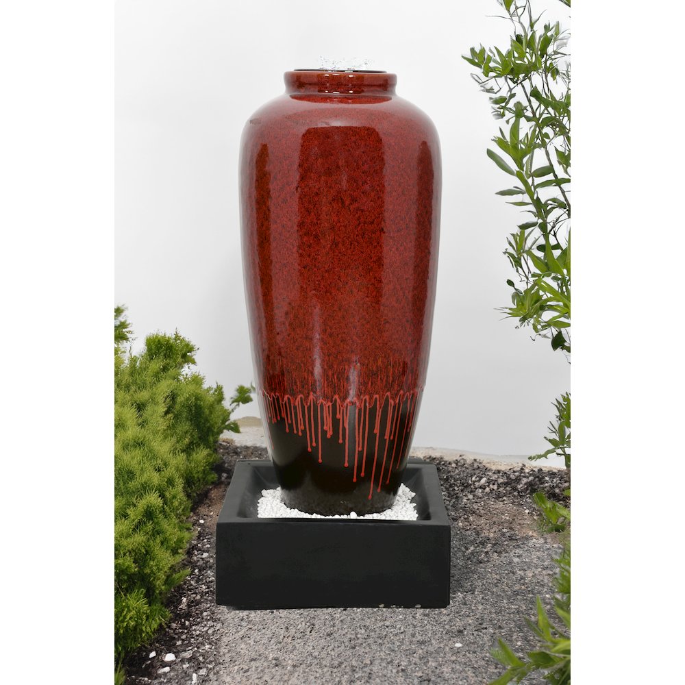 Red Bubbling Fountain With Base
