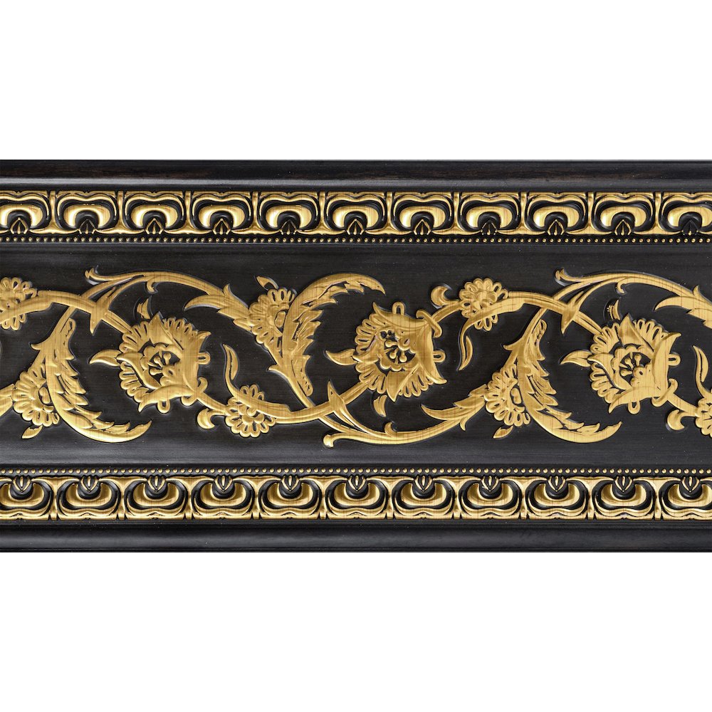 Gold Floral on Wood Tone Chair Rail 94 Inch
