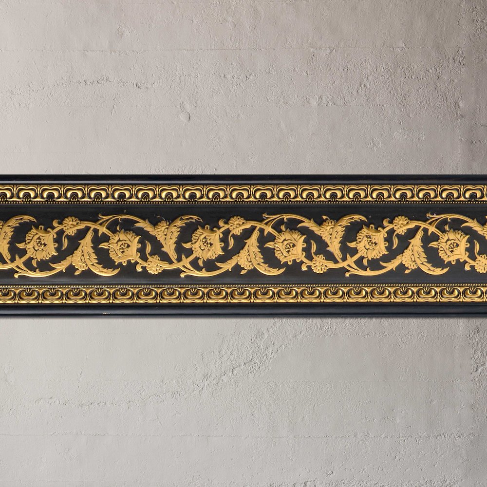 Gold Floral on Wood Tone Chair Rail 94 Inch