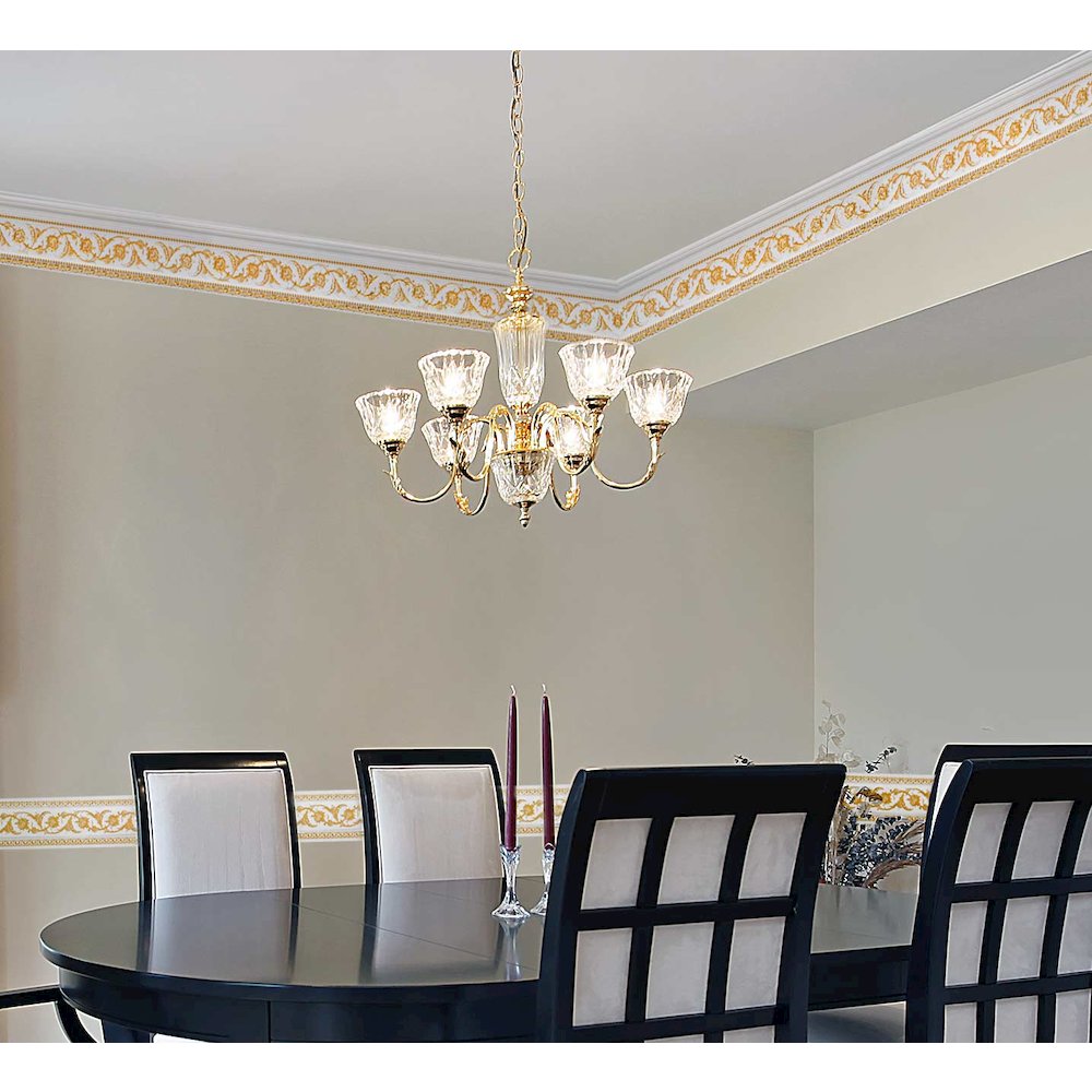 Gold Floral on French White Crown Molding 92 Inch