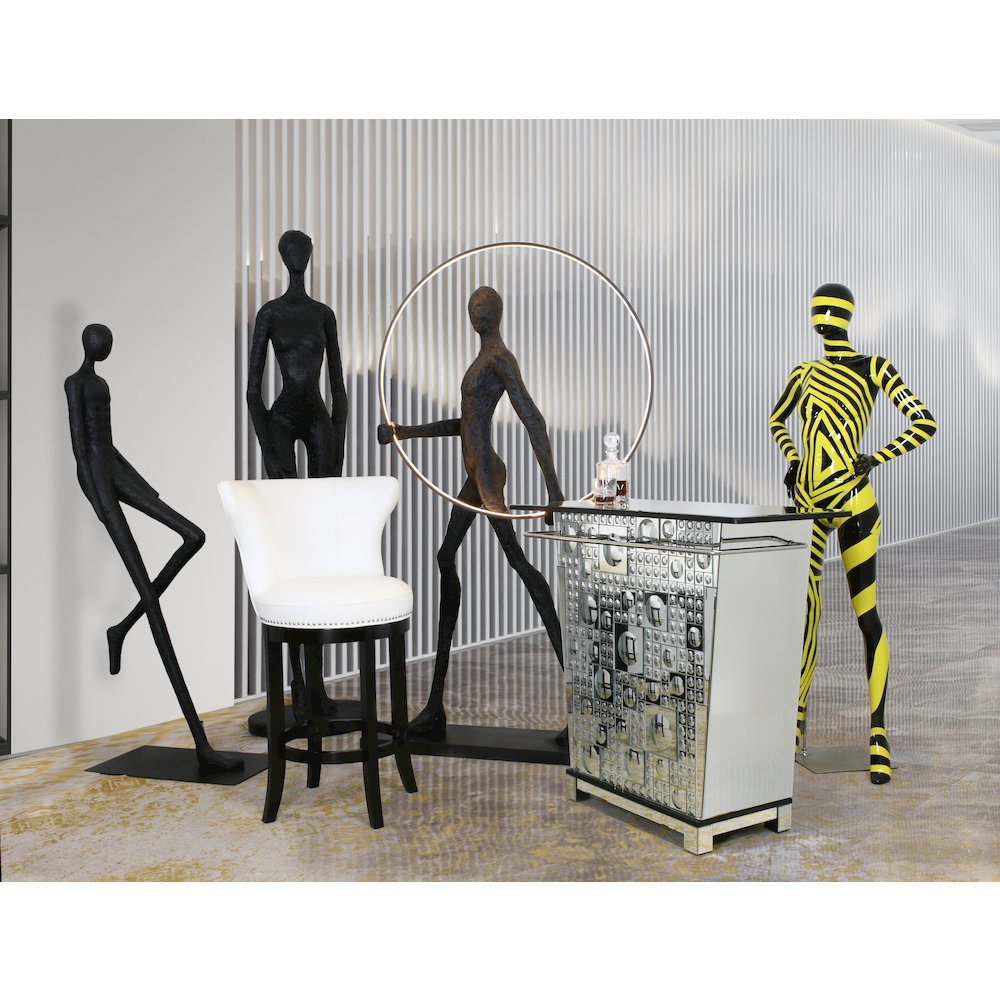Modern Black Statue with Hoop