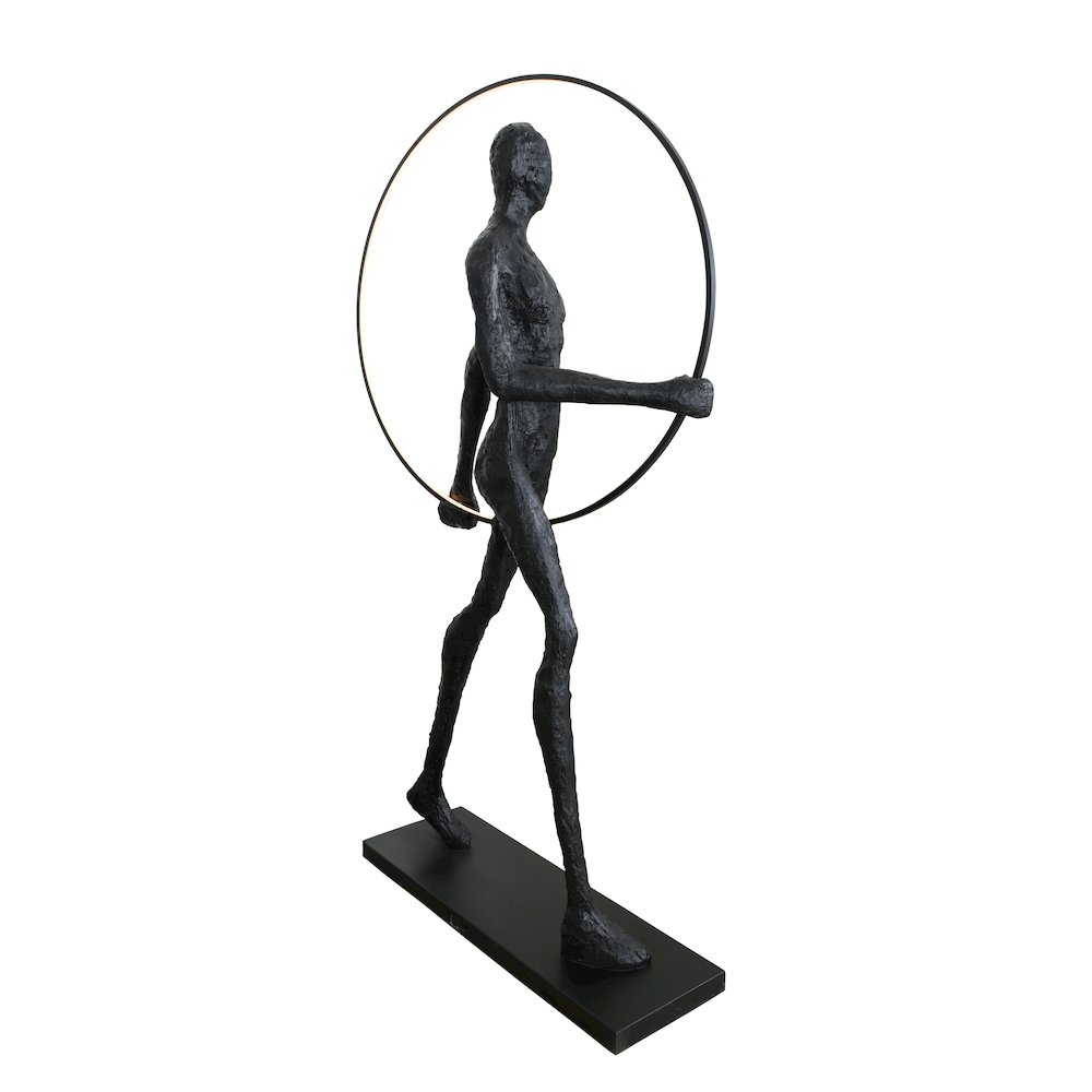 Modern Black Statue with Hoop