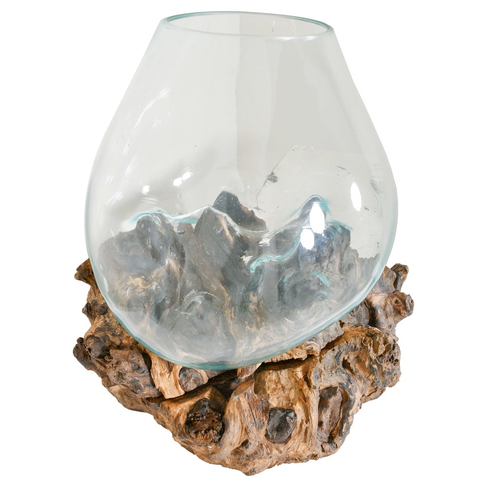 Glass Bowl On Wood Medium