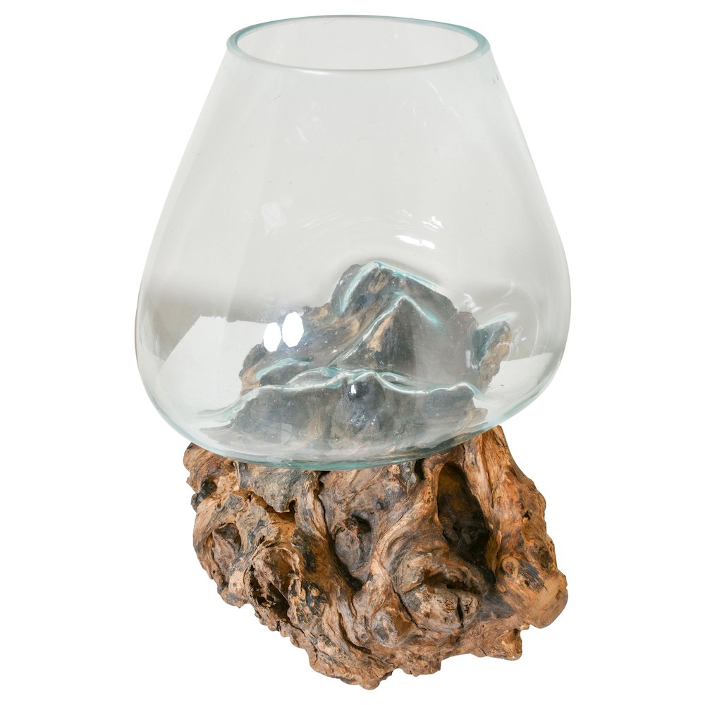 Glass Bowl On Wood Medium