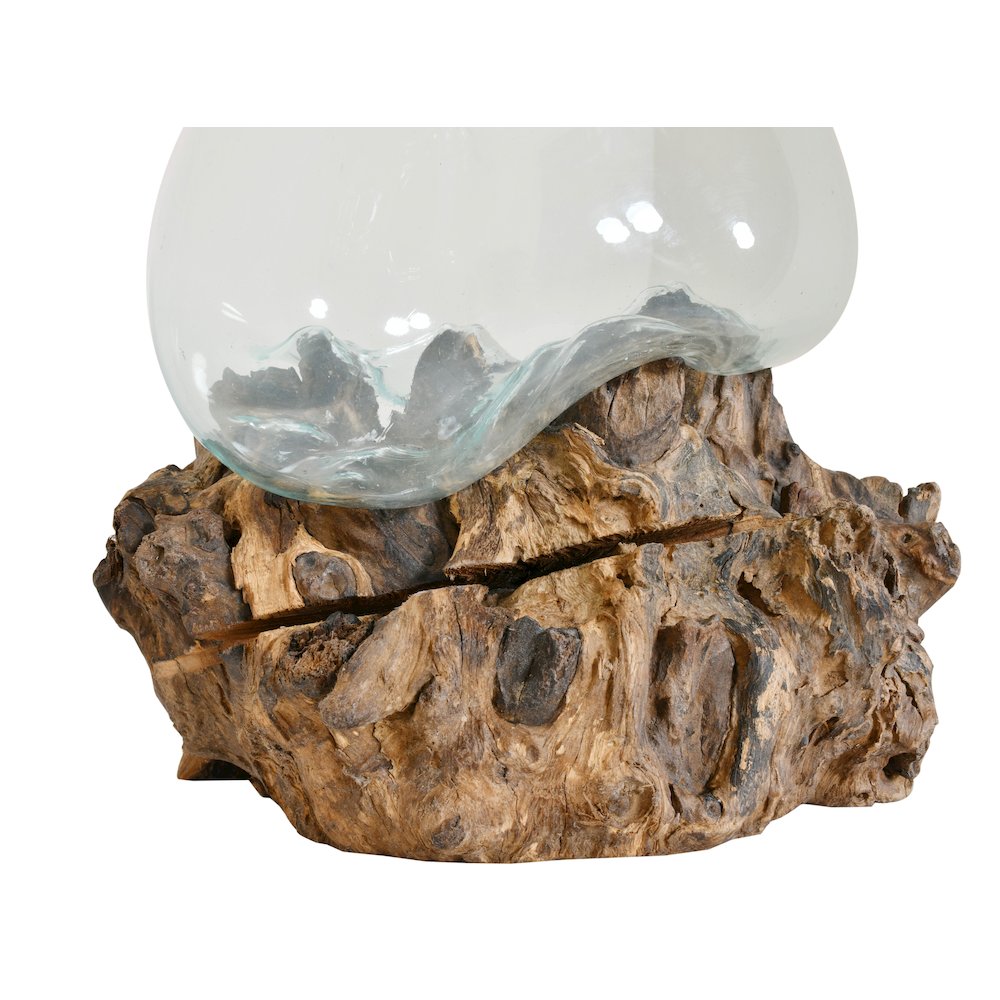 Glass Bowl On Wood Medium