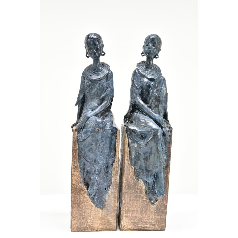 Tribal African Women Figurines Set of 2