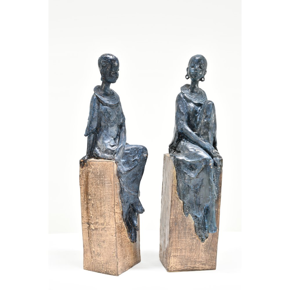 Tribal African Women Figurines Set of 2