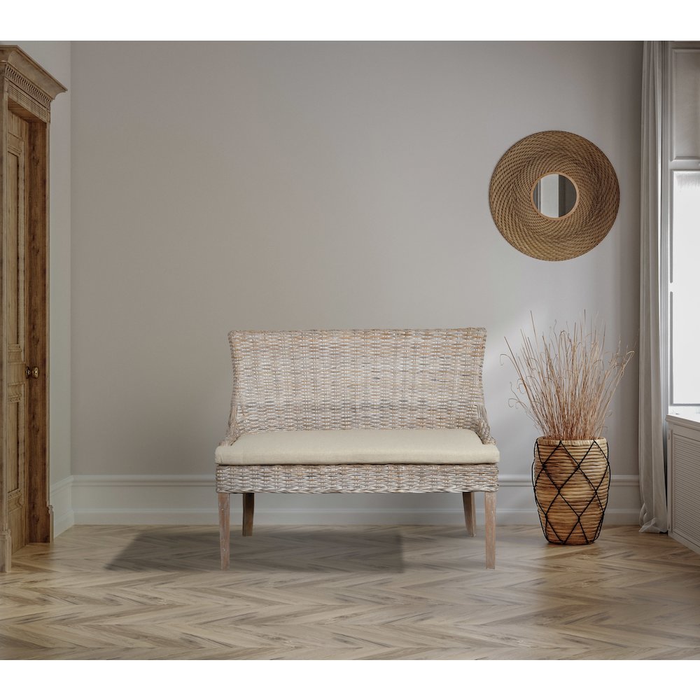 Alfresco Bench Kuba Weave Savannah Wash
