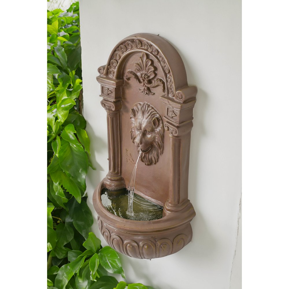 Terra Cotta Lion Hanging Wall Fountain