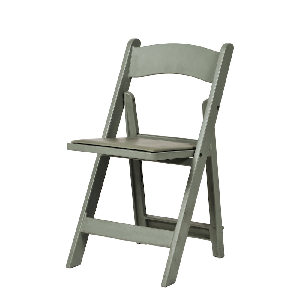 Set Of 1 Amigo Inter Stackable Resin Folding Chair With Padded Seat – Flint Grey