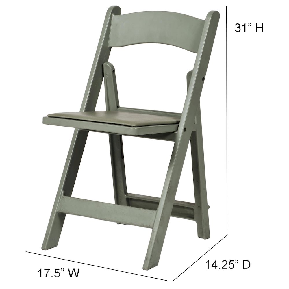 Set Of 1 Amigo Inter Stackable Resin Folding Chair With Padded Seat – Flint Grey