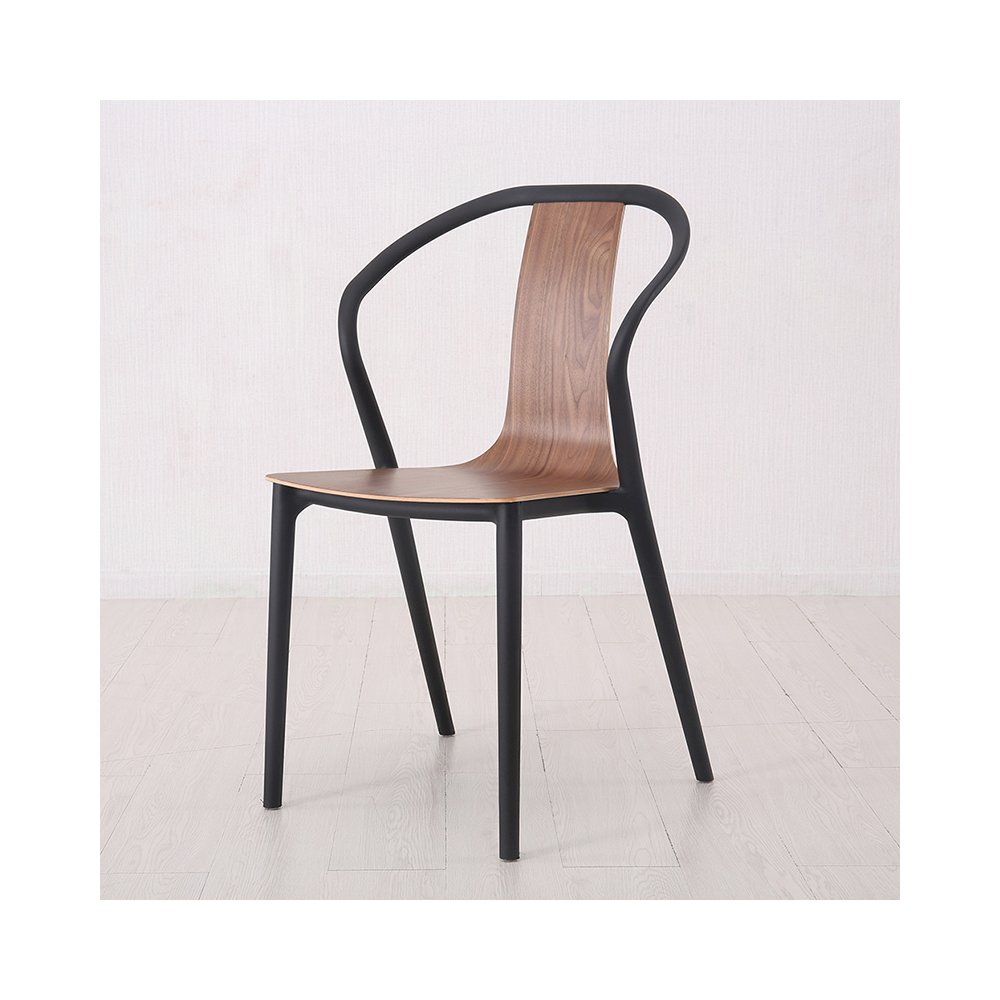 Set Of 1 Mid Century Veneer Chair- Walnut