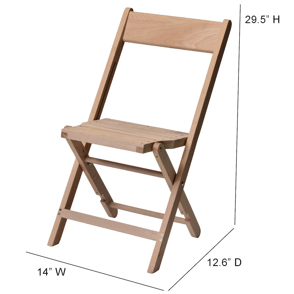 Commerical Seating Products American All Wood Raw Slatted Folding Chairs