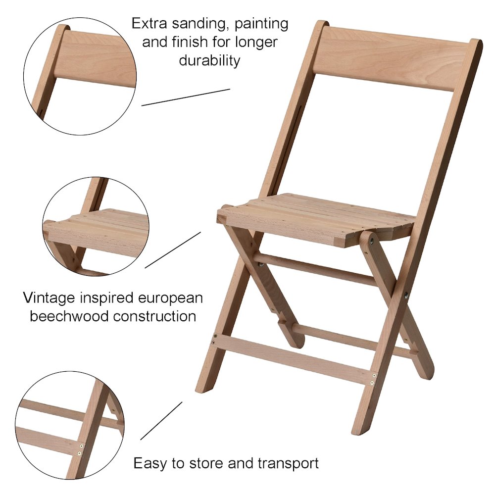 Commerical Seating Products American All Wood Raw Slatted Folding Chairs