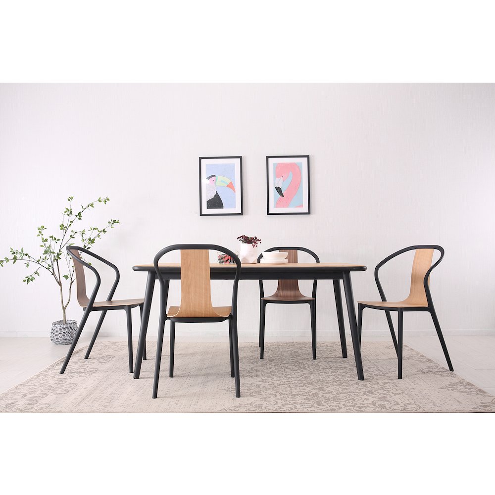 Set Of 1 Mid Century Veneer Chair- Walnut