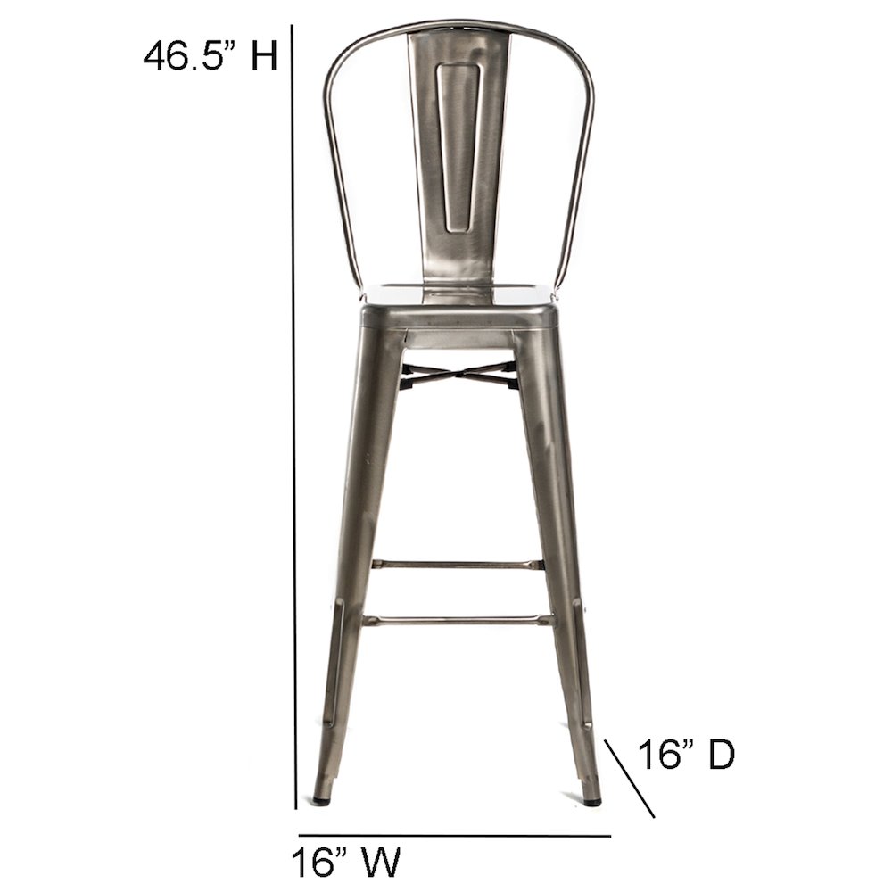 Commerical Seating Products Oscar Gun Metal Dining Bar Stool Chairs
