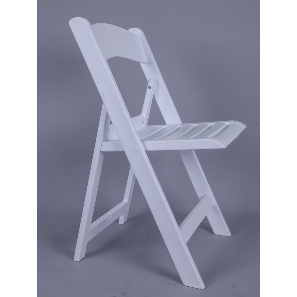 Nexus Resin Folding Chair with Slatted Seat – White