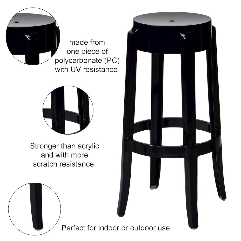 Commerical Seating Products RPC Black Kage Backless Stool Chairs