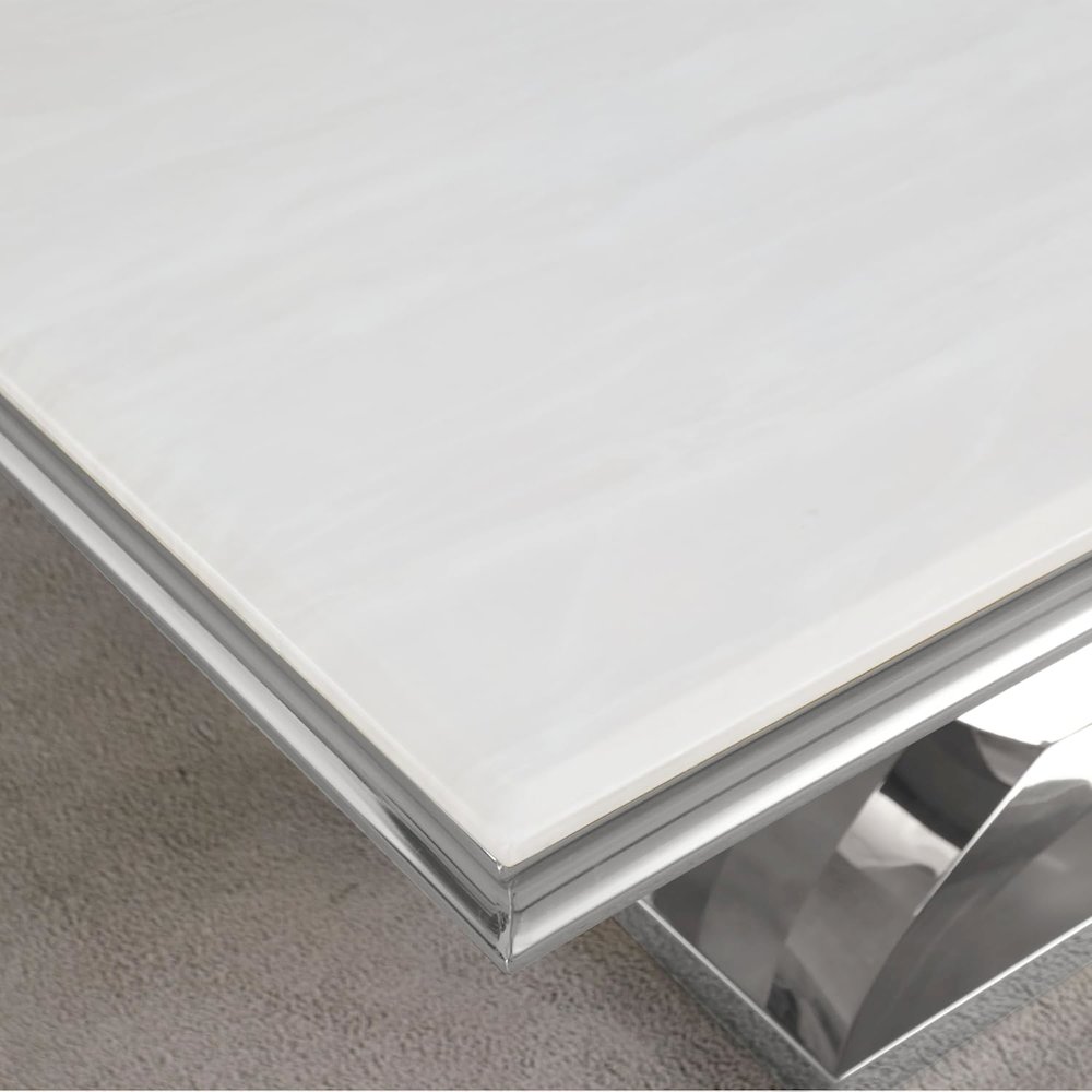Danis Stone Marble Laminate Silver Sofa Table