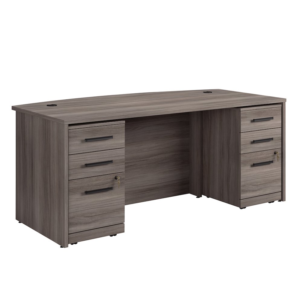 Affirm 72″ Bow Desk 3 Drawer Pedestal Ste