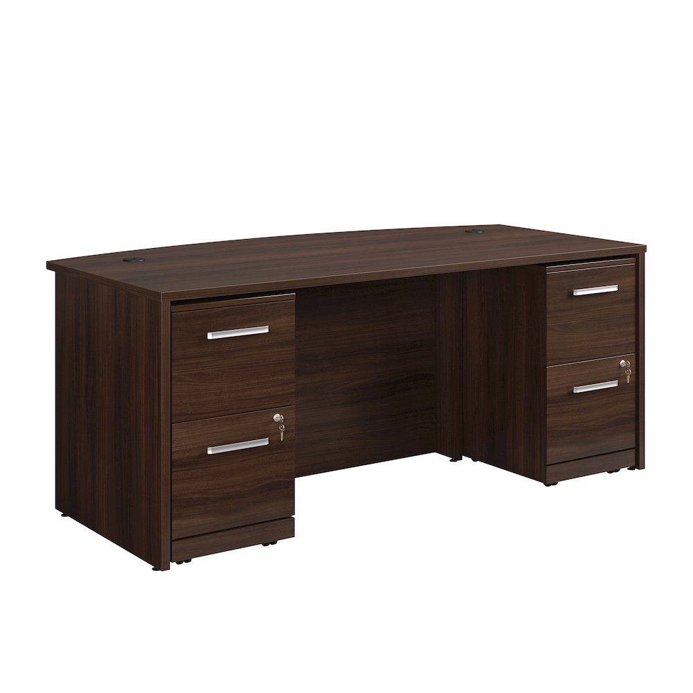 Affirm 72″ Bow Desk 2 drawre Pedestal St