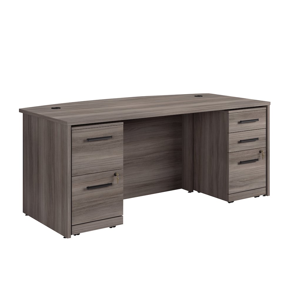 Affirm 72″ Bow Desk 2&3 Drawer Pedestal Ste