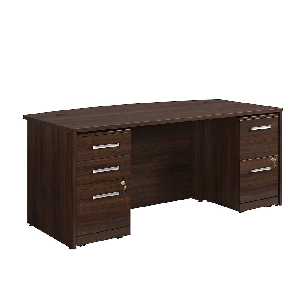 Affirm 72″ Bow Desk 2&3 Drawer Pedestal Ste