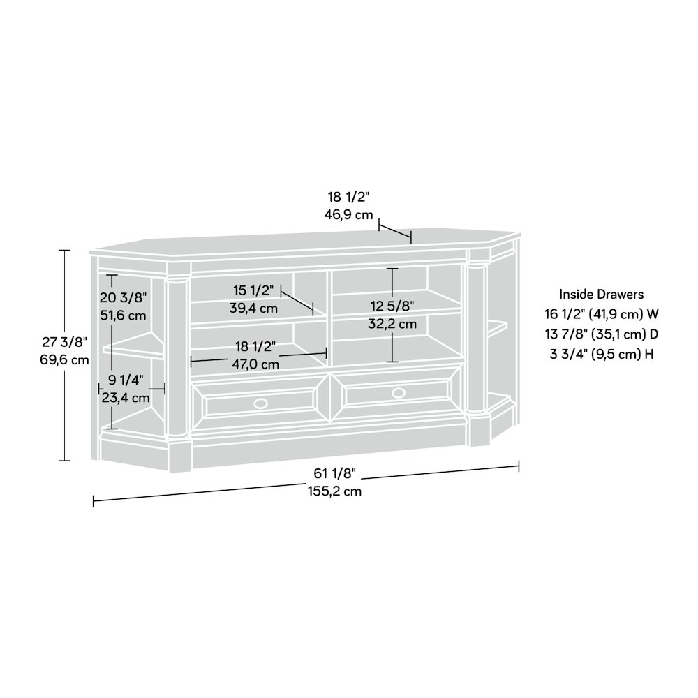 Palladia Corner TV Stand Console Entertainment Credenza