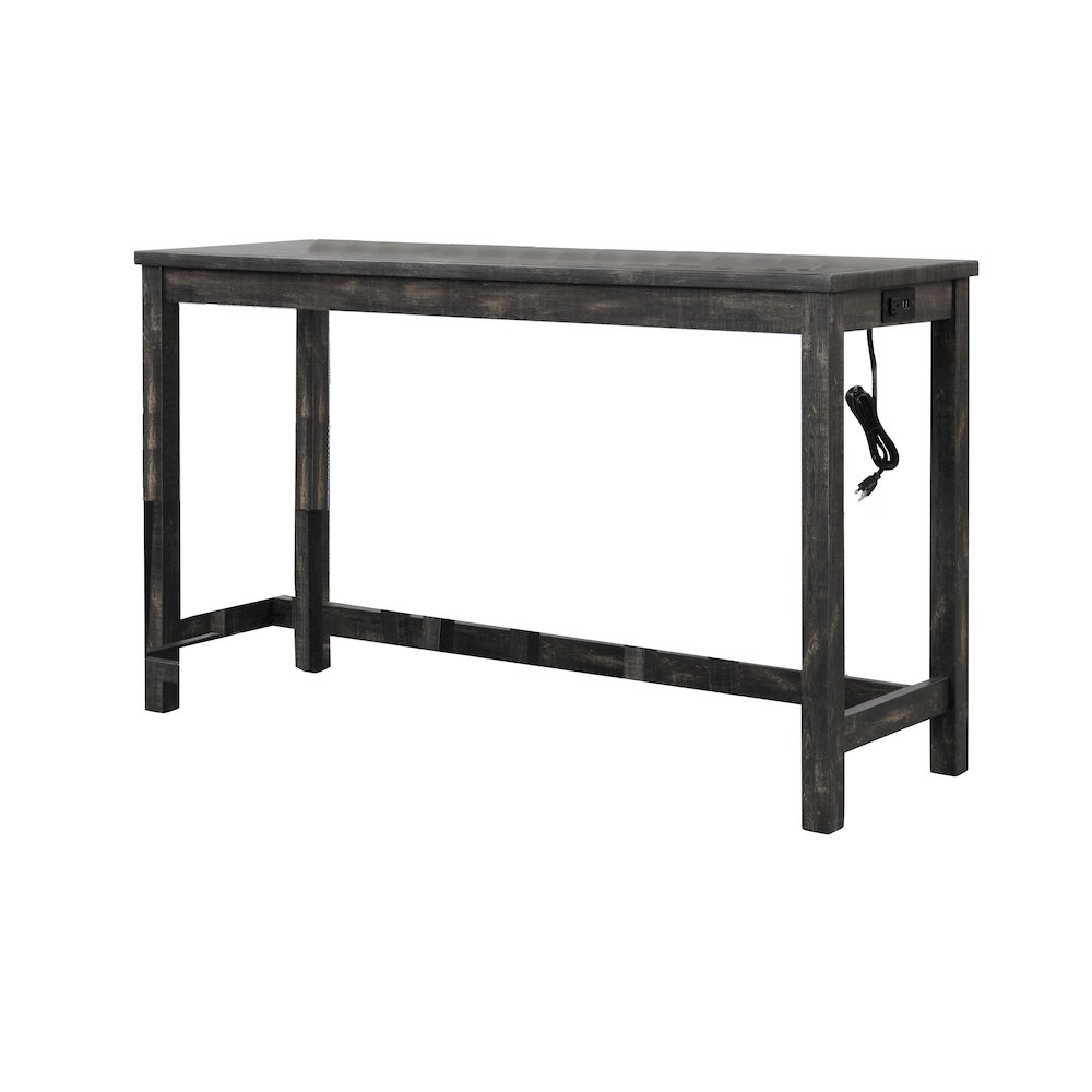 Yosef 60″ Charcoal Rectangular Bar Table with 2 USB Ports/Electrical Outlet
