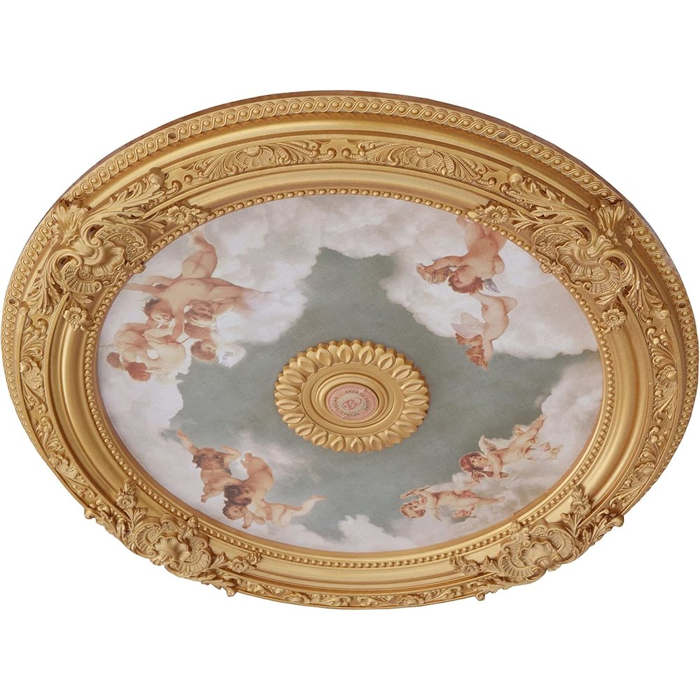 Golden Round Chandelier Ceiling Medallion 36in