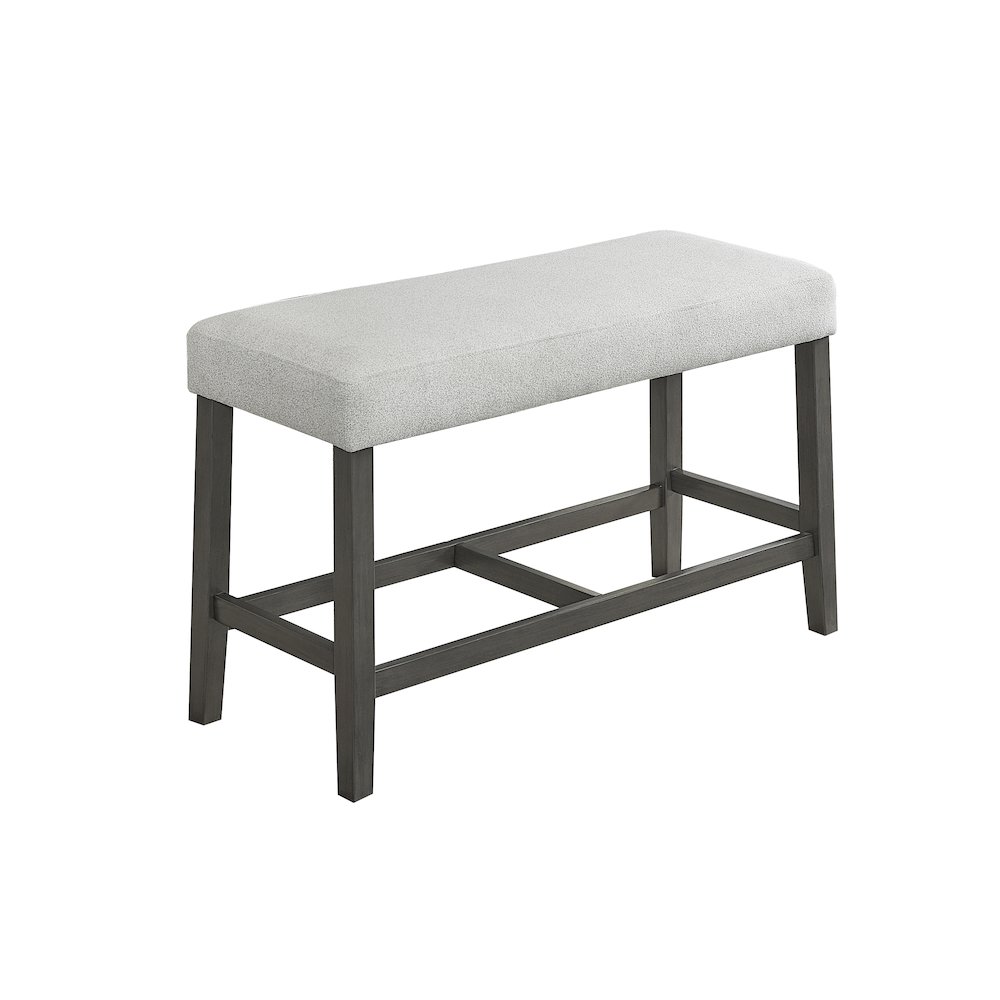 Selena 40″ Light Gray Fabric Counter Height Bench with Wood Frame & Footrest