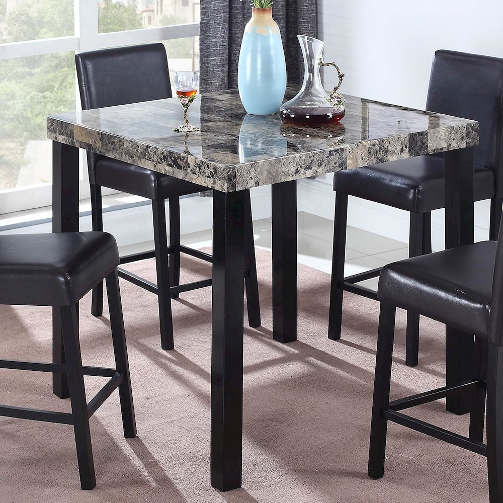 Best Master Melissa Square Faux Marble Top Counter Height Table