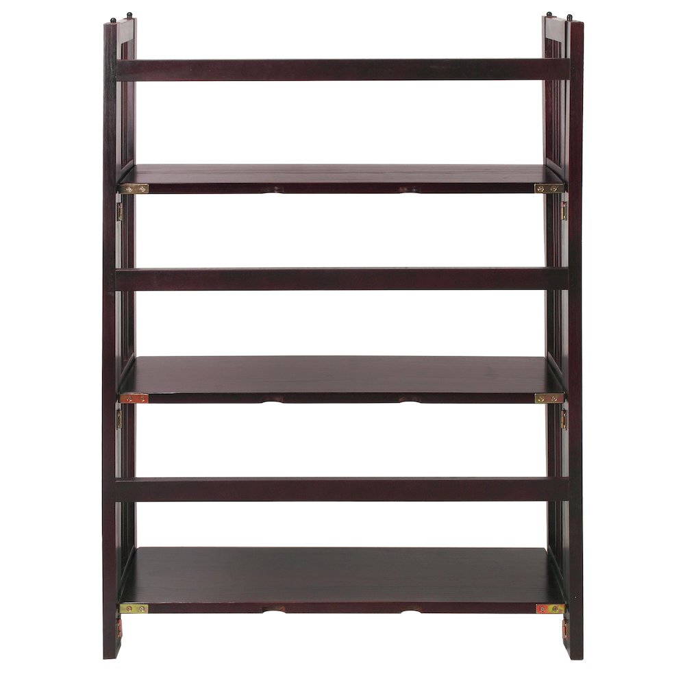 3-Shelf Folding Stackable Bookcase 27.5″ Wide-Espresso