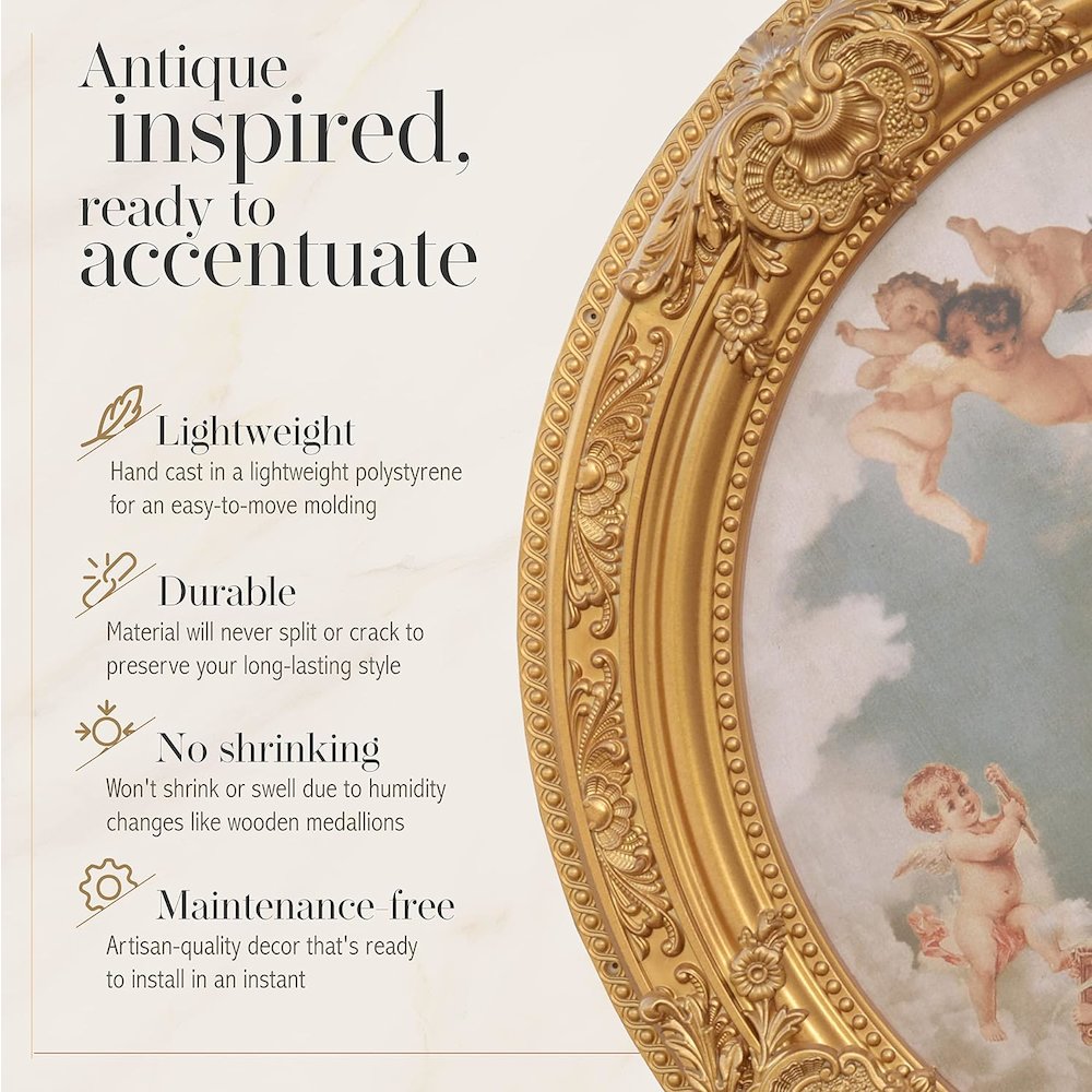 Golden Round Chandelier Ceiling Medallion 36in